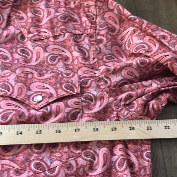 Rodeo’s All Cotton Pink Paisley Swirl Pearl Snap Western Shirt Pockets! Comfy! - Picture 11 of 17